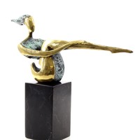 Absztrakt bronz szobor # art deko női figura #  esztétikus arany és zöld patinával​
