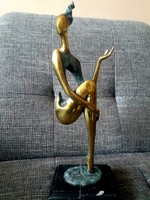 Absztrakt bronz szobor # art deko női figura #  esztétikus arany és zöld patinával​