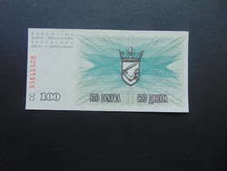 100 dinár 1992 Bosznia Hercegovina Hajtatlan  