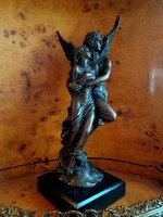 Amor és Psziche - mitológiai jelenetű - bronz szobor műalkotás