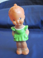 Régi csipogó gumi játék sípolós baba figura 16 cm