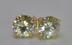 Szép valódi 1,44ct  Moissanite gyémántos arany fülbevaló