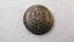 Ezüst 2 Reich Mark Porosz Ritka 1877!!!