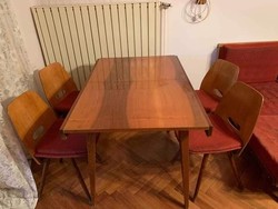 Tatra Nabytok retro, modernista étkező, 60-as évek, 4 szék