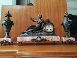 Antik francia kandalló óra szett