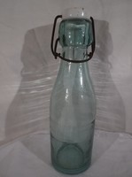 Üveg - antik - 26  x 7 cm -  széles 3,5 cm szájú - vastag porcelán kupakkal - 1 liter