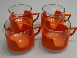 Vintage coffee cups with Simax glass inset