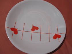 Retro Alföldi piros szívecskés lapos tányér