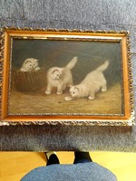Mesterházy Dénes Macskák Olaj- vászon festmény