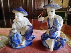 Horgászó kínai porcelán pár