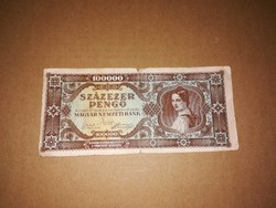Százezer Pengős, régi bankjegy  1945-ből .