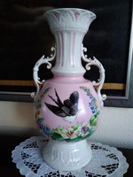 Nagyon régi szecessziós , kézzel festett rózsaszín váza!