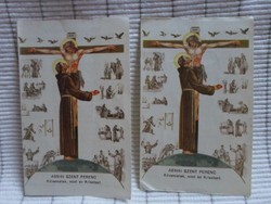Imádságos szentkép, missziós emlék (1941, Szent Ferenc, Katolikus Egyház)