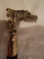 Sétabot - Angol  vágtázó ló fogantyúval - Angol - 8 x 7 cm tömör sárgaréz - 91 cm -régi - hibátlan
