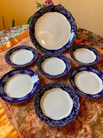 Zsolnay Pompadour II. süteményes tányér készlet 1 db kínáló tál + 6 db kis tányér
