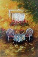 In the shade of a walnut tree - contemporary painting, signed
