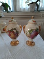 2 db angol porcelán fedeles tároló, váza 