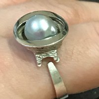 Nagyon szép igazgyöngy-ezüst gyűrű  állítható