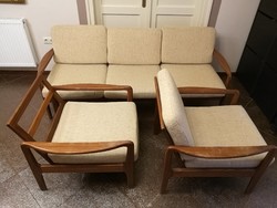 Skandináv design nappali szett, garnitúra, kanapé és 2 db fotel