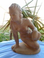 Dr Rank Rezső,  ülő női akt, terrakotta szobor 