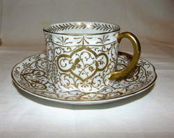 Antik teáscsésze aljával  4 db Pfeiffer & Lövenstein Schlackenwerth porcelán