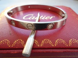 2017 MINT Cartier Love NEW SCREWS Size 19 18K 750 White Gold  fild 4 mossio diamond  Bangle Bracelet