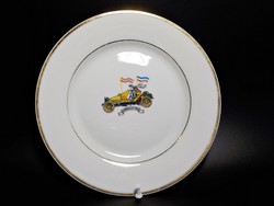 Zsolnay Serpollet autó képes tányér 