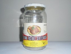 Retro papír címkés befőttes üveg - Sóletbab füstölt sertéshússal - GLOBUS Bp. Konzervgyár - 1985-ös