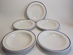 5 darab kék szegélyes régi Alföldi  leveses tányér 