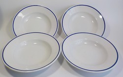 4 darab kék szegélyes régi Zsolnay leveses tányér 
