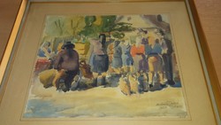 Szili-Török Dezső Tápéi piac festmény