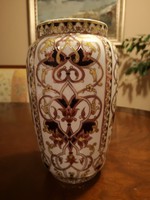 Gyönyörű Zsolnay, dúsan festett keleti stílusú váza erős színekkel, hibátlan, új