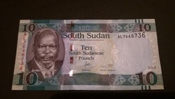 Dél-Szudán 10 Pounds UNC 2015