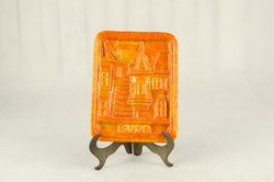 Narancssárga Buda városkép - retro iparművész kerámia falidísz