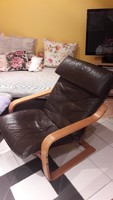 Valódi barna marhabőr relax fotel