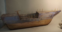 Antik fa hajó modell test 65 cm hosszú