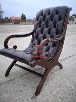 Eredeti chesterfield antik pihenő bőr fotel.