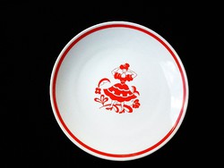 Retro, red, folk pattern Zsolnay wall plate