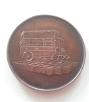 75 éve Indult Meg az Autóbuszközlekedés Budapesten BKV  bronz emlékérem 1990.