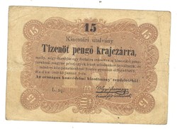 15 Tizenöt pengő krajczárra Kossuth bankó 1848 2.