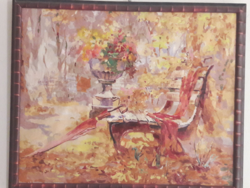 Fazekas Pál "Parkban" c. olajvászon festménye