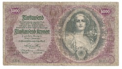 5000 Korona 1922 Osztrák - Magyar Bank  Ritka