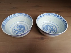 2 db rizsszemes sárkány motívumos kínai porcelán leveses tál tálka