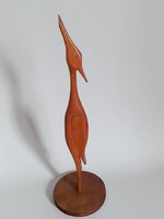 Retro,vintage,nagyméretű fából faragott madár figura,gém