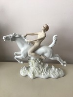Régi Wallendorf nagyméretű porcelán szobor Lovas amazon