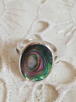 925-ös ezüst jelzett Paua kagylóberakásos gyűrű