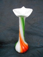 Szecessziós üveg kála formájú váza.Hibátlan,nagyon szép darab.