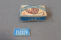 Borotvapenge élező dobozában, leírással, Figaro penge ajándékba 