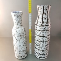 Sötétbarna, szürke, iparművészeti Tófej mázas kerámia váza 2 db (628)