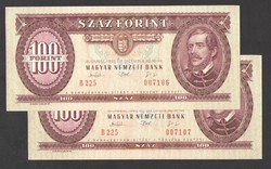 100 forint 1993.   2 db sorszám követő!!  UNC!